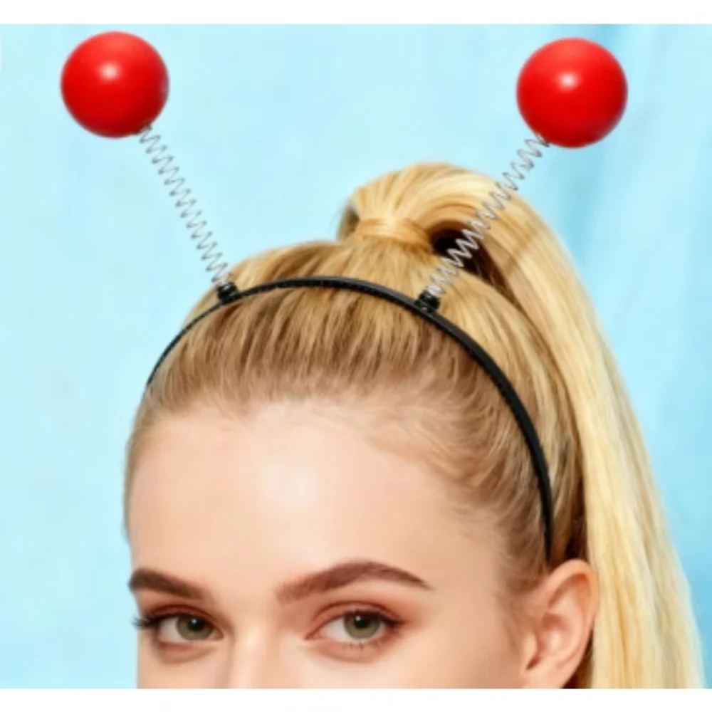 عصابة رأس PESENAR "Alien - ذات طابع كروي أحمر لامع: نمط هوائي Fun Sci - Fi، مثالية للحفلات التنكرية الغريبة أو مظهر الحفلات تحت عنوان."