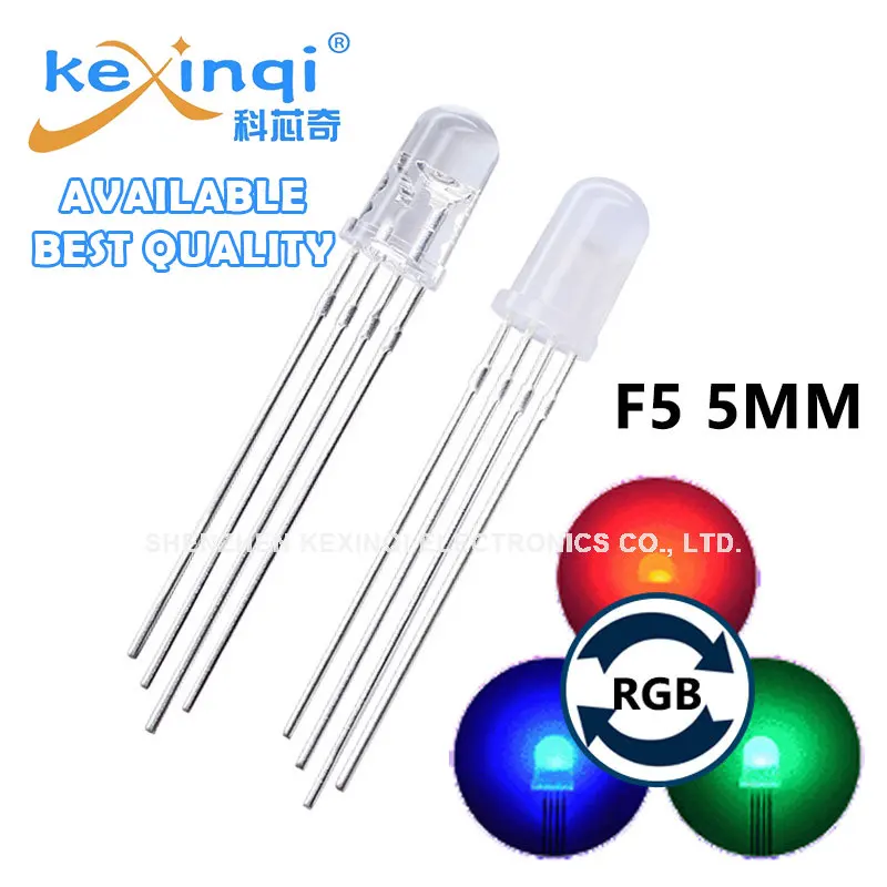 100pcs Multicolor 4pin F5 5mm RGB Led Emitting Diode Light Red Green Blue Anode Cathode 3V Lamp Tricolor Indicator for Arduino