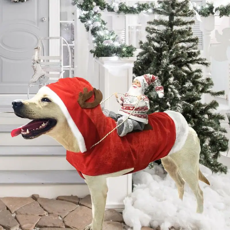 Christmas Pet Clothes Dog Red Hat Suit Clothes Dressing Up Dogs Cats Outfit Puppy Cosplay Costumes For Fancy Dress Festivals