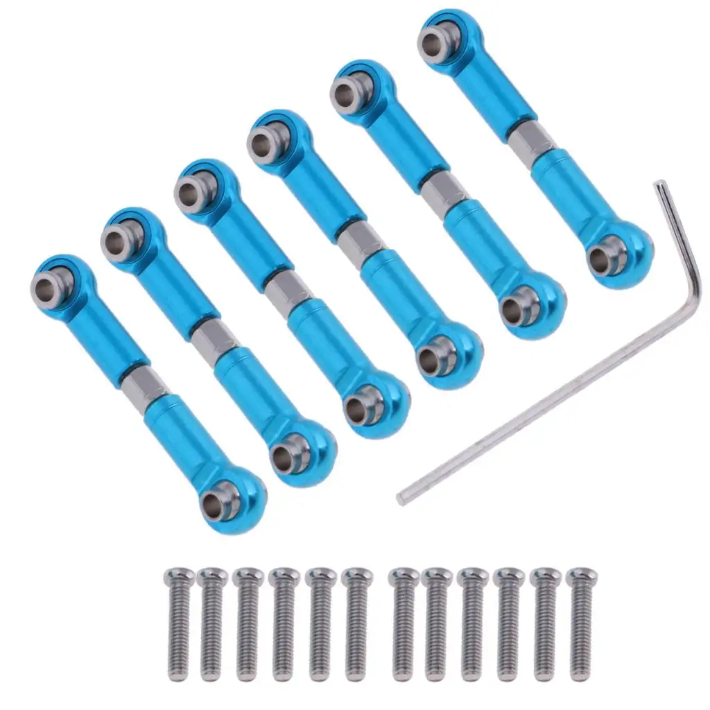 6-piece Adjustable Servo Linkages Made of Aluminum Tie Rods for A959 RC Car Models