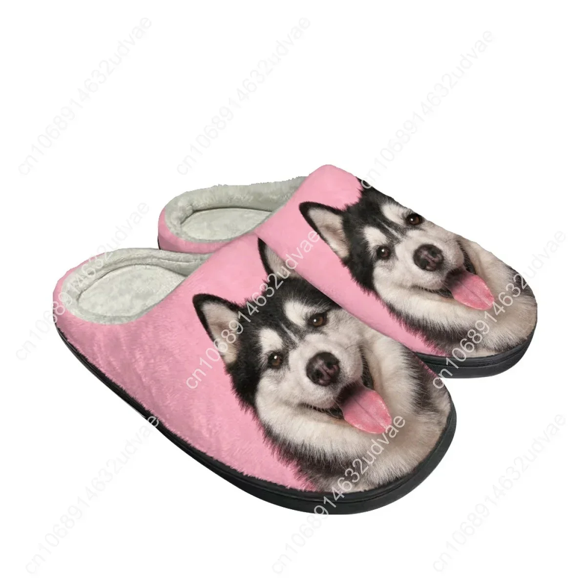 Lovely Husky Pink Indoor Slippers for Dogs Lovers Warm Home Shoes Women Slipper Indoor Silence Comfort Floor Slides