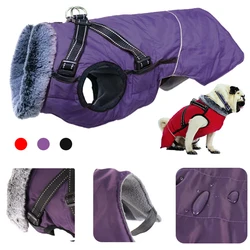 Winter Pet Dog Clothes with Harness for Medium Large Dogs Waterproof Warm Coat French Bulldog Labrador Jacket Pug Poodle Costume