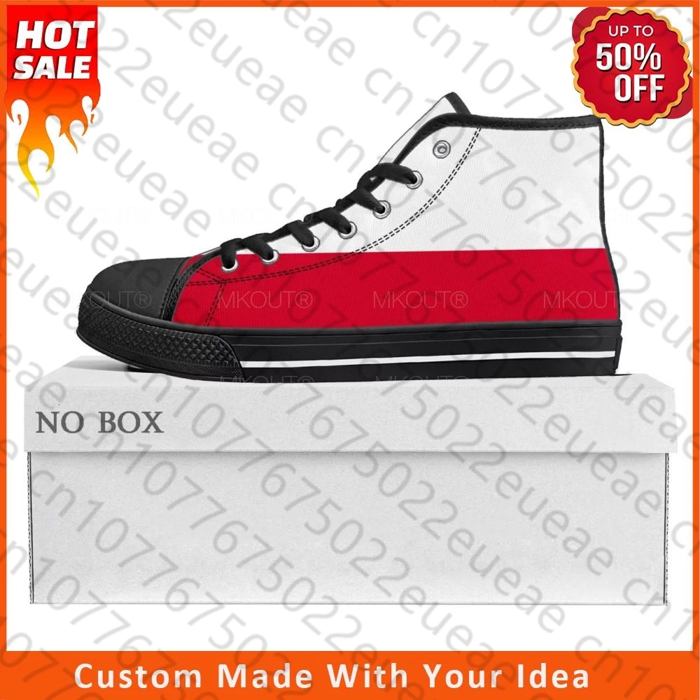 

Высокие высококачественные кроссовки с полированным флагом, мужские и женские холщовые кроссовки для подростков, польская повседневная обувь для пар, обувь на заказ