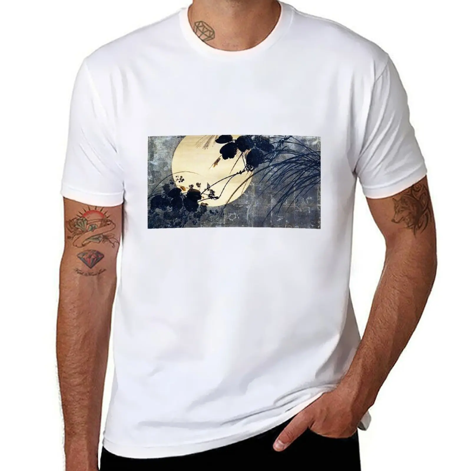 

Zeshin - Autumn Grasses Moonlight T-Shirt cotton t shirt pack man graphic t shirt T-Shirt