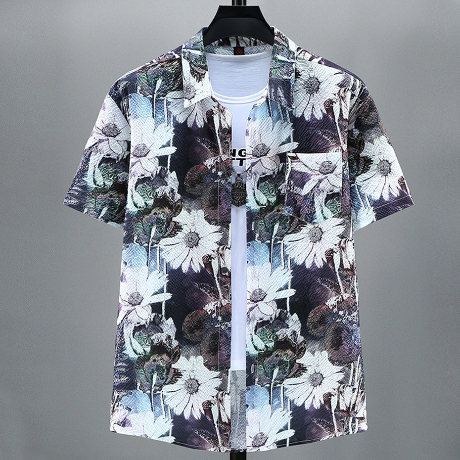 Flower Shirt Summer Hawaiian Beach Shirt Men Plus Size 10XL 11XL Hip Hop Summer Short Sleeve Shirts Male Big Size 11XL