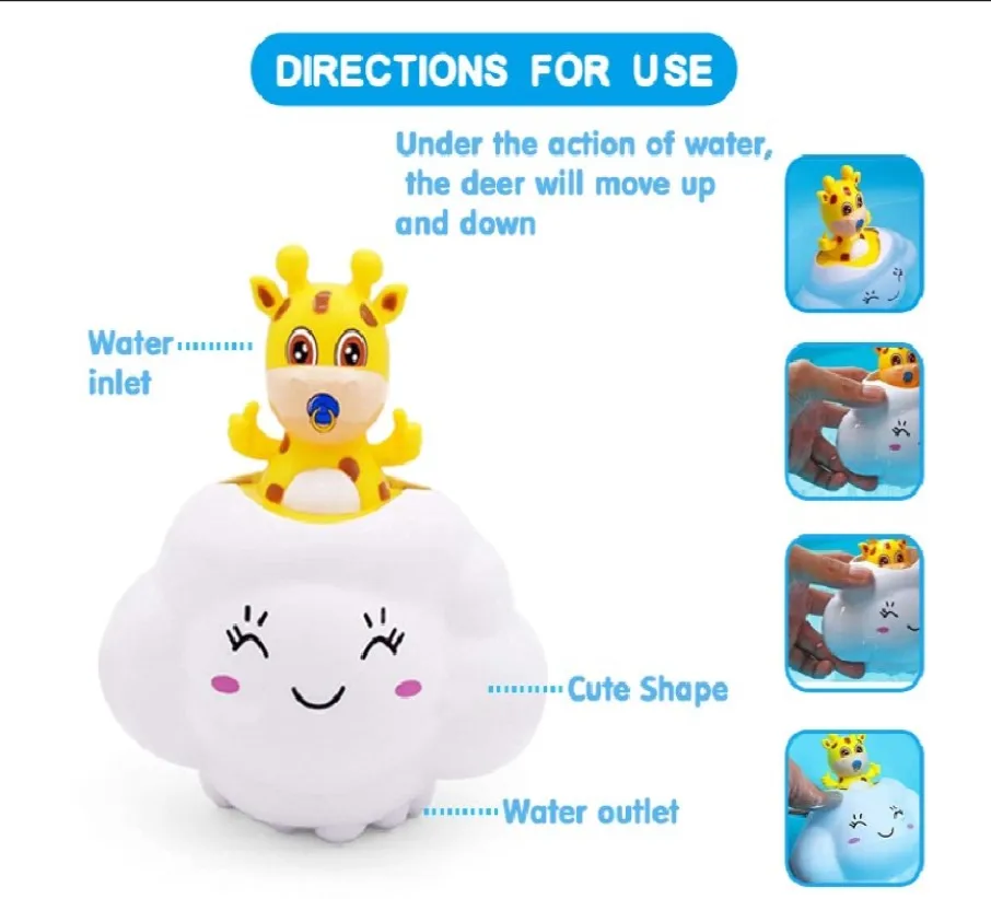 Baby Bath Toy, Bathing Cute Swimming Water Spraying Clouds Shower Bath Toy For Kids Water Playing Toy