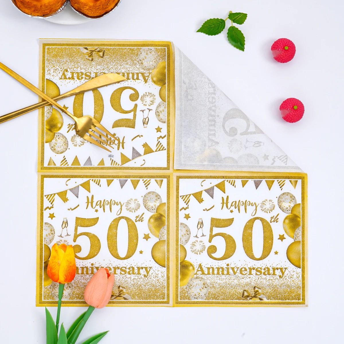 مناديل عشاء بيضاء ذهبية للاستخ - مراجعة Confetti Balloon Set وسعره