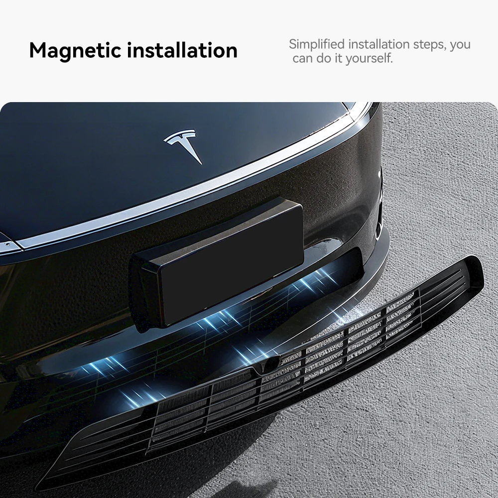 YZ ل تسلا العرعر الجبهة مصبغة غطاء مغناطيسي المصد السفلي مكافحة الحشرات الحرس الألومنيوم مقاومة للتآكل اكسسوارات السيارات