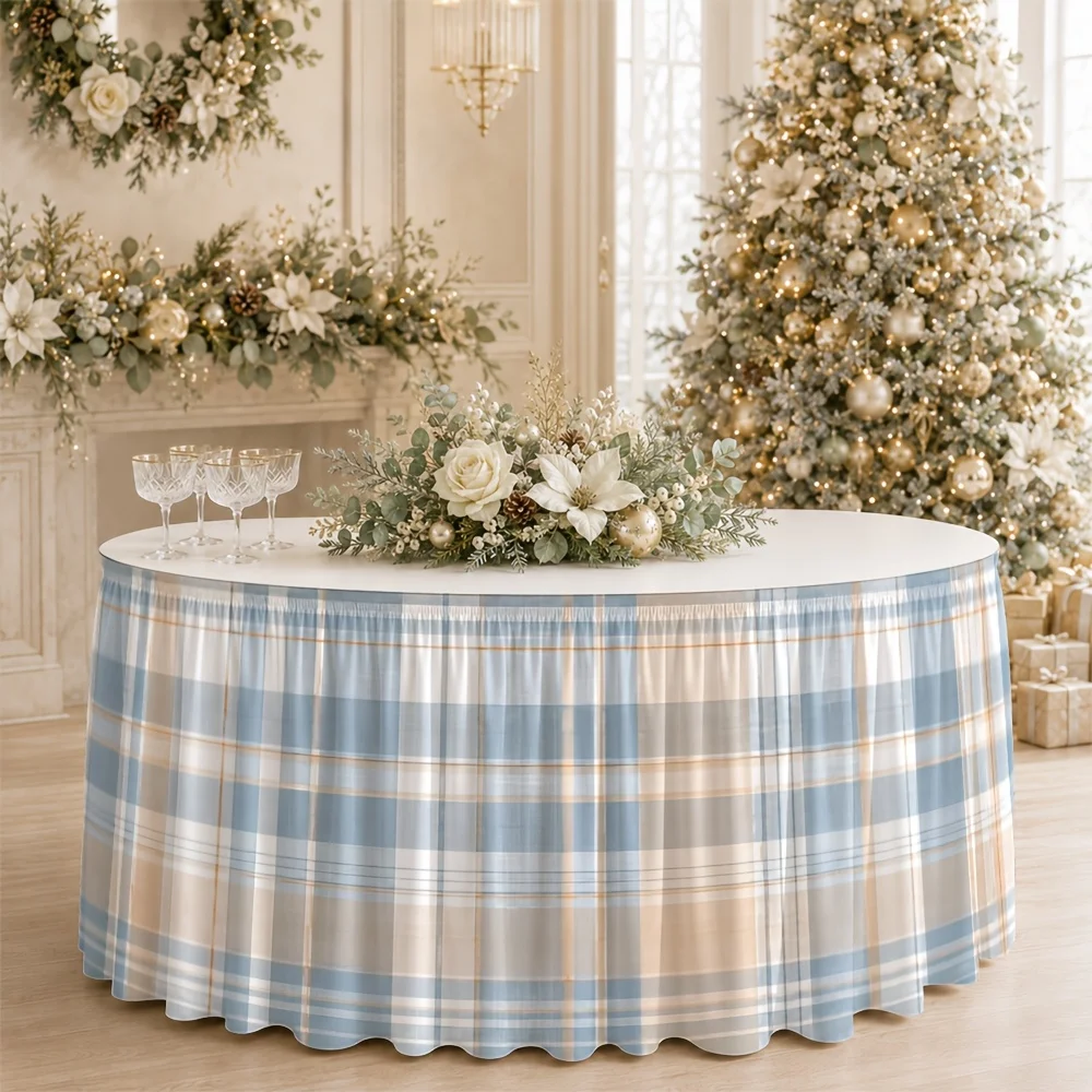 1 piece 2D plain weave table skirt tablecloth, school season, back to school season, Thanksgiving, Halloween, Christmas
