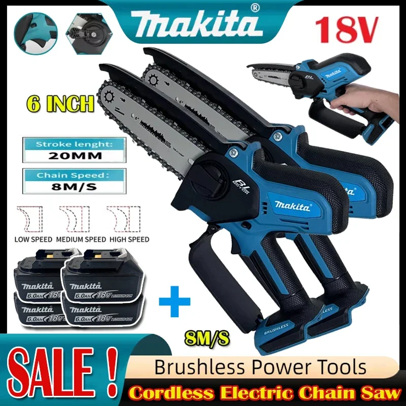 2026 Makita 18V Cordless Chainsaw for Woodworking with Small Handheld Electric 6-inch Logging Sawzall Mini Portable Chainsaw