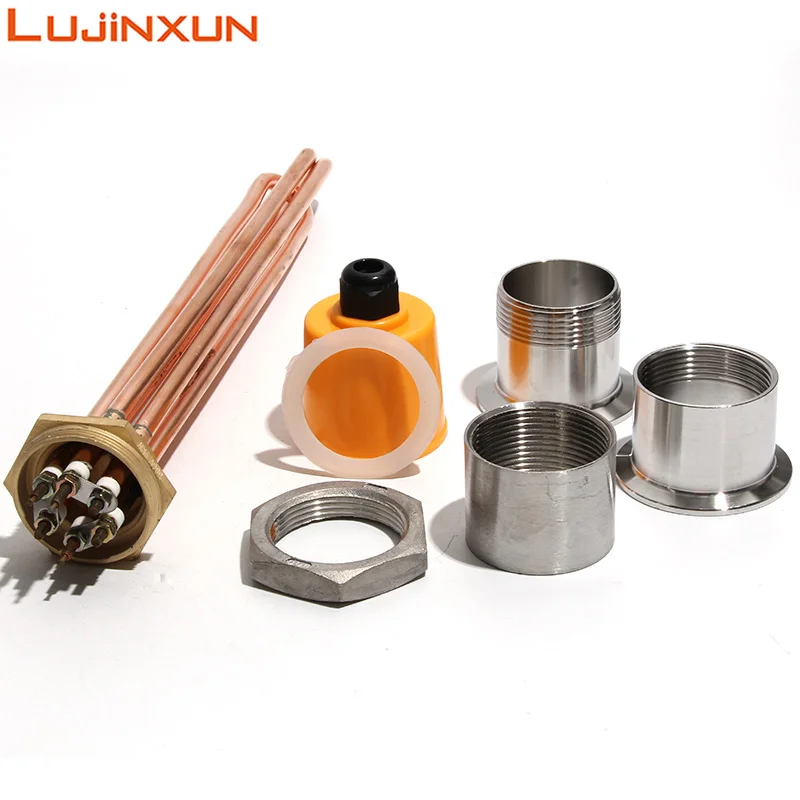 Lujinxun DN40 النحاس عنصر سخان المياه للغلاية مسدس 1.5 "موضوع سخانات 110/220/380 فولت النحاس الموضوع أنبوب 3/4.5/6/9/12KW