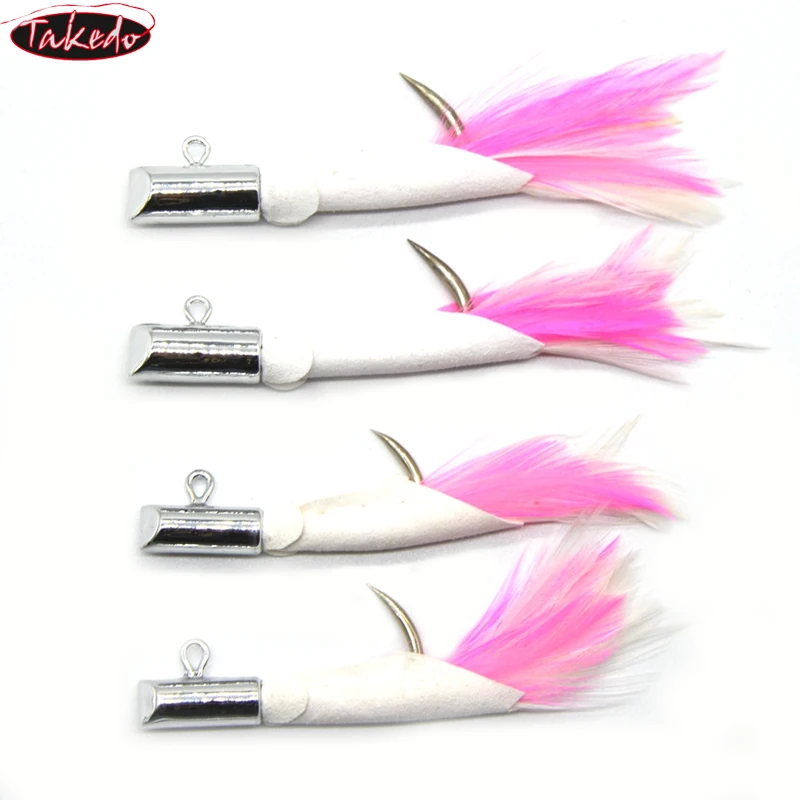 TAKEDO 2# 2.2# 2.5# 2.8# 3# Electroplated Deerskin Hook Feather Big Game Shark Fishhook Tuna Hook Lead Jigging