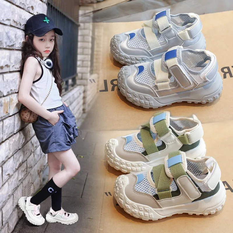 

Boys' Sandals Summer 2024 New Children's Breathable Baotou Hollow Beach Shoes Medium and Large Children's Anti-Slip Sandals