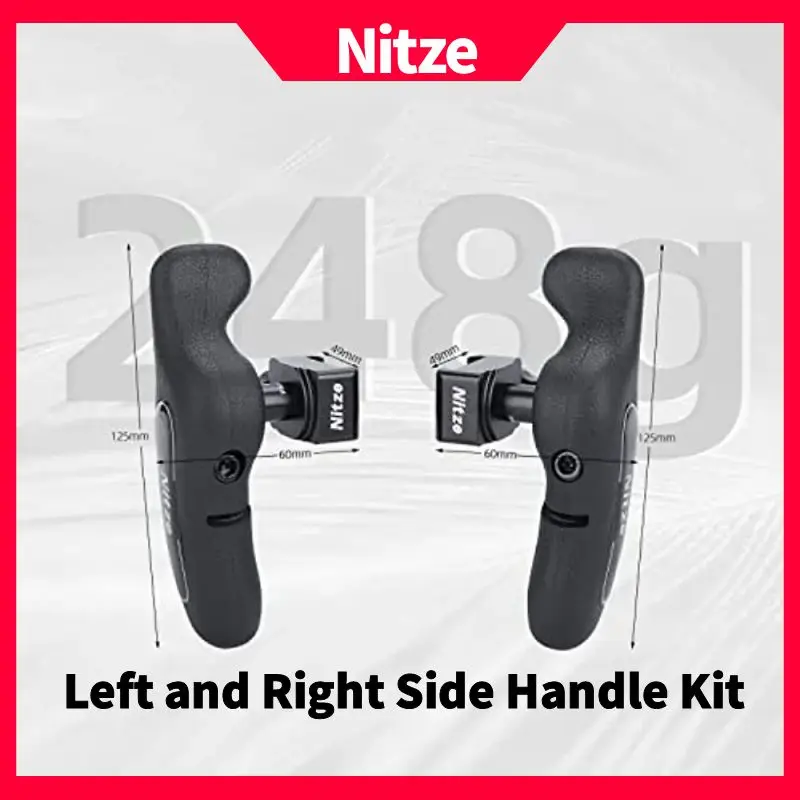 Nitze Left and Right Side Handle Kit with NATO Clamp for Camera Smartphone Field Monitor OSEE 4K Cage