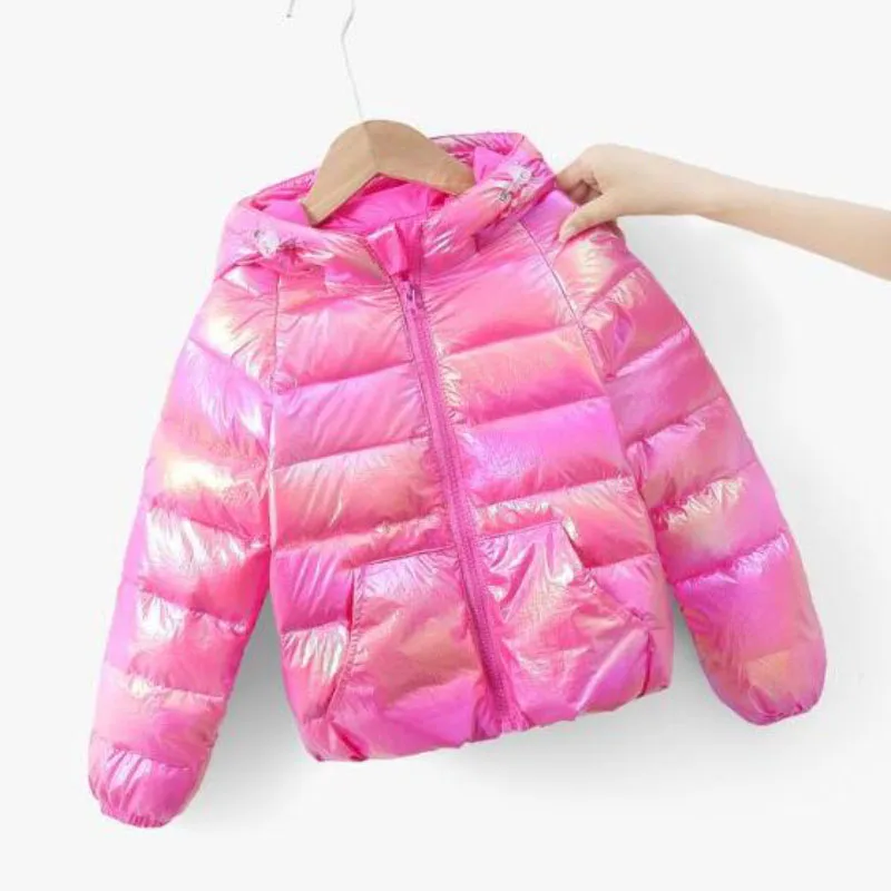 Winter hooded warm down jacket 2-8year old boys girls letter printing color focus coat Korean version fashionable child clothing