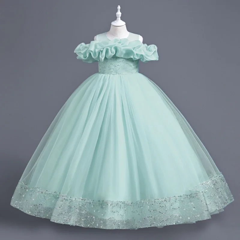 Robe formelle pour filles, vêtements pour enfants, moyenne grande maille, 2006-jupe élégante, robes de princesse, robe de Rh, robes de demoiselle d'honneur