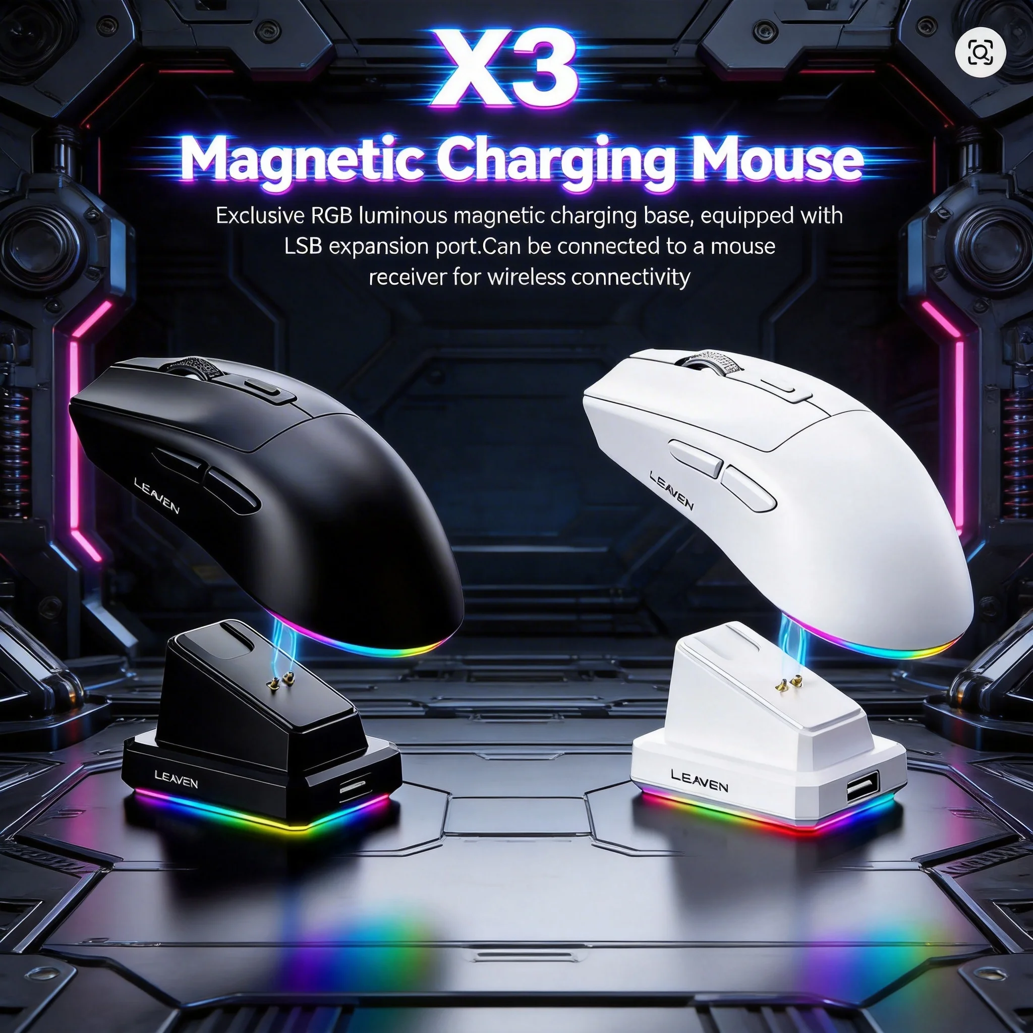Mouse Sem Fio Recarregável 2026 NOVO com Base de Carregamento Bluetooth 2.4G Modo Duplo Retroiluminado Design Ergonômico Alta Relação Custo-Benefício