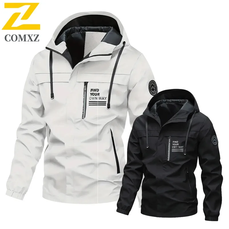 

COMXZ Premium Men Jacket Hooded Outdoor Mountaineering Light Coat Casual Everyday Wear Wind Resistant Autumn New Clothing