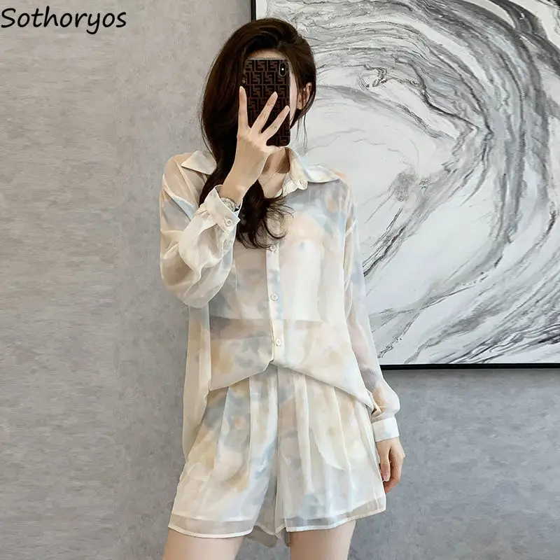 

Summer Tie Dye Women Sets Baggy Sun-proof Casual Holiday Soft Personality Streetwear All-match Breathable 3 Pcs Korean Fashion