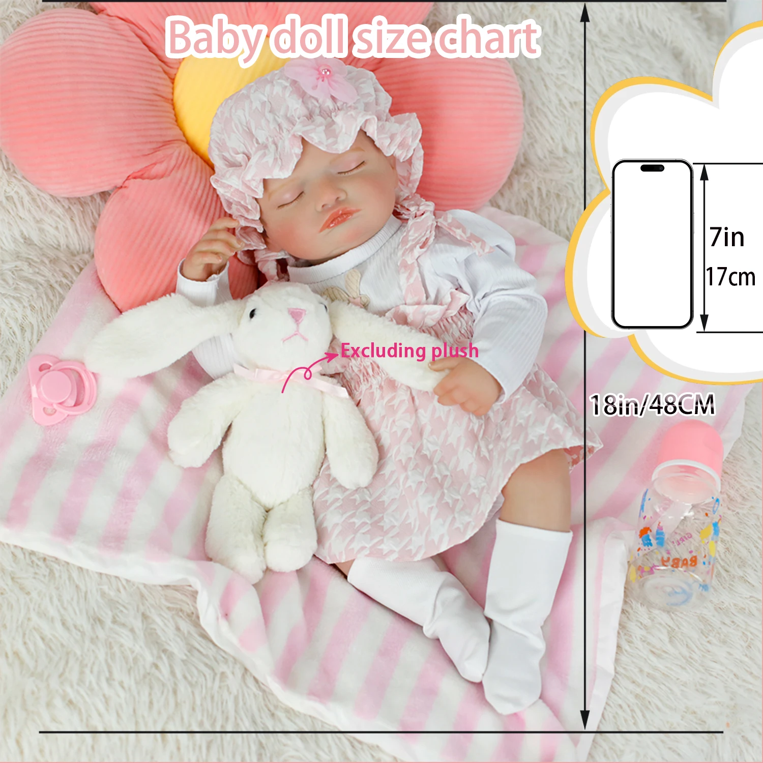 Bambola rinata da 18 pollici Ragazza Rosalie Vinile pieno Realistico Neonato che dorme Bambole con pelle 3D Vene visibili Giocattolo Regali di Natale