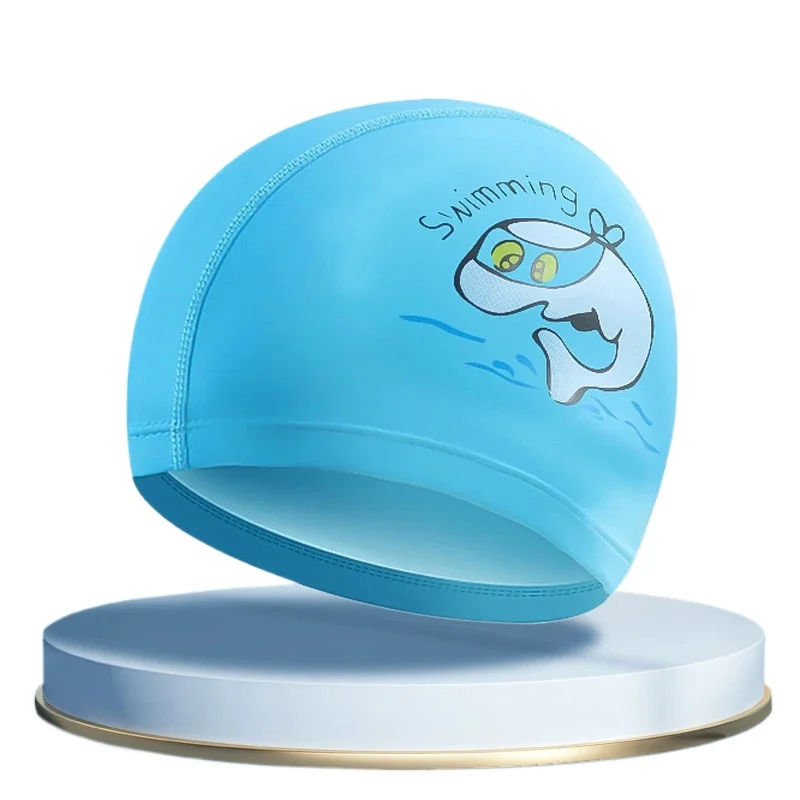 Children Swimming Cap Cartoon PU Coating Waterproof Swimming Caps for Kids Pool Equipment Ear Protection Sportswear Accessories