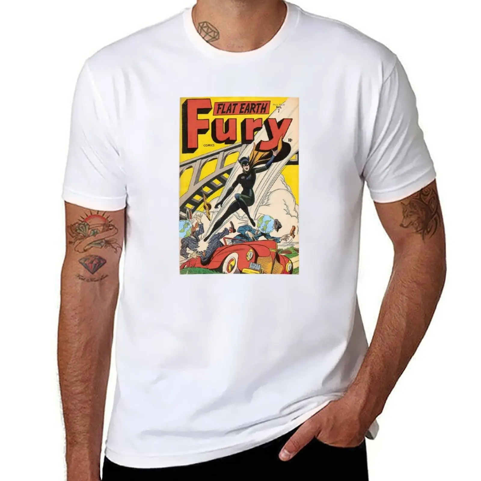 

Flat Earth Fury (Flat Earth Designs) T-Shirt man t shirt luxury cotton t shirts high quality T-Shirt
