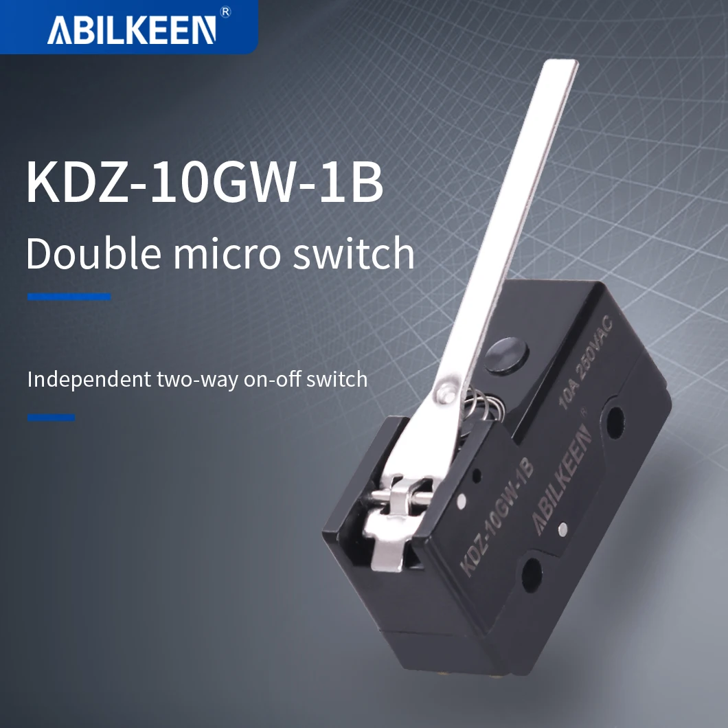 ABILKEEN New Arrival Dual circuit Long Lever Arm Limit Micro Switch 2NO2NC KDZ-10GW-1B Limit Stroke Micro Switch 3A/250VAC