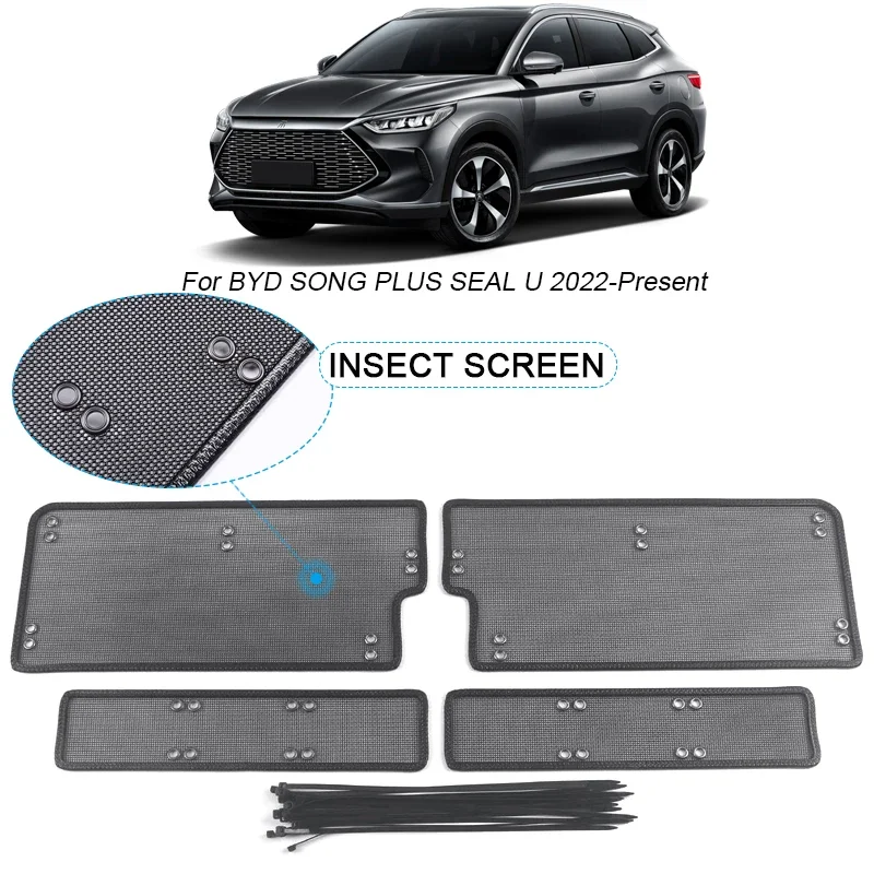 Car Insect-proof Air Inlet Protection Cover For BYD SONG PLUS SEAL U 2022-2025 Airin Insert Net Vent Racing Grill Filter