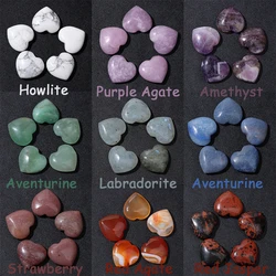 5PCS Stone Carved Heart Shape Chakra Stone Ornaments Healing Energy Jaspers Agates Statue Home Wedding Decoration Crafts