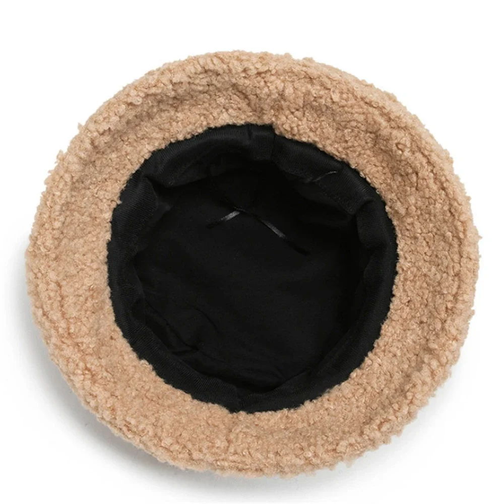 قبعة دلو دافئة للجنسين قبعة صياد شتوية من الصوف ظلة عصرية #6