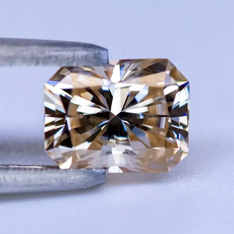 Moissanite batu utama teh warna kuning berlian tumbuh Lab berseri untuk pembuatan cincin perhiasan dengan sertifikat GRA