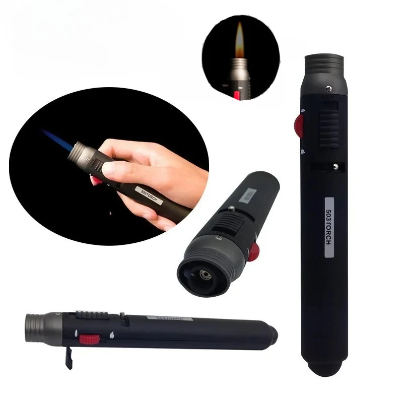 

New Double Fire Windproof Blue Flame Lighter Creative Personality Pen-style Fire-breathing Welding Gun Men's Cigarette Lighter