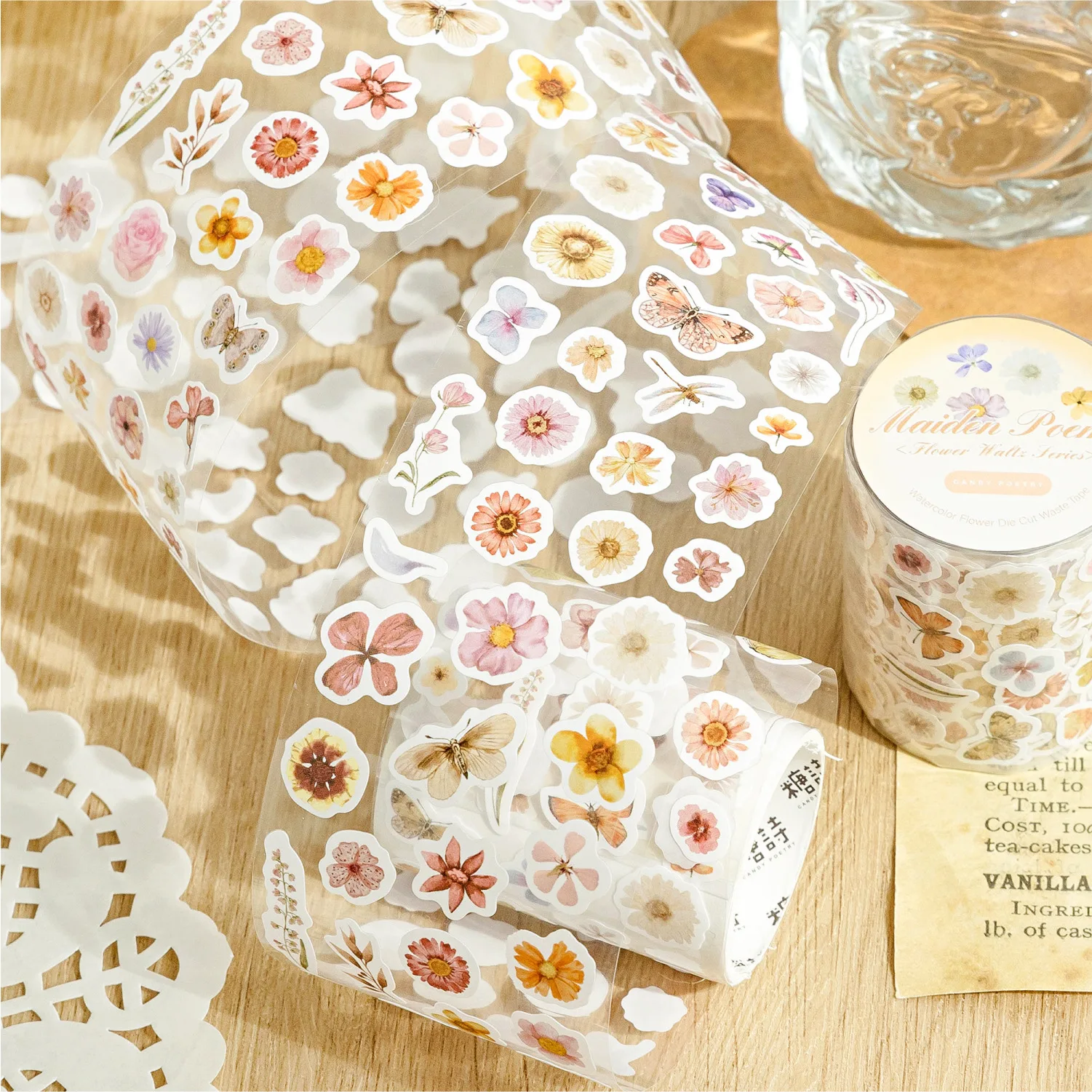 Card Lover 50mmx2m Roll[Flower Waltz Series] Aesthetics Flower theme Masking Tape Washi Tape Scrapbooking Material Scrapbook Kit