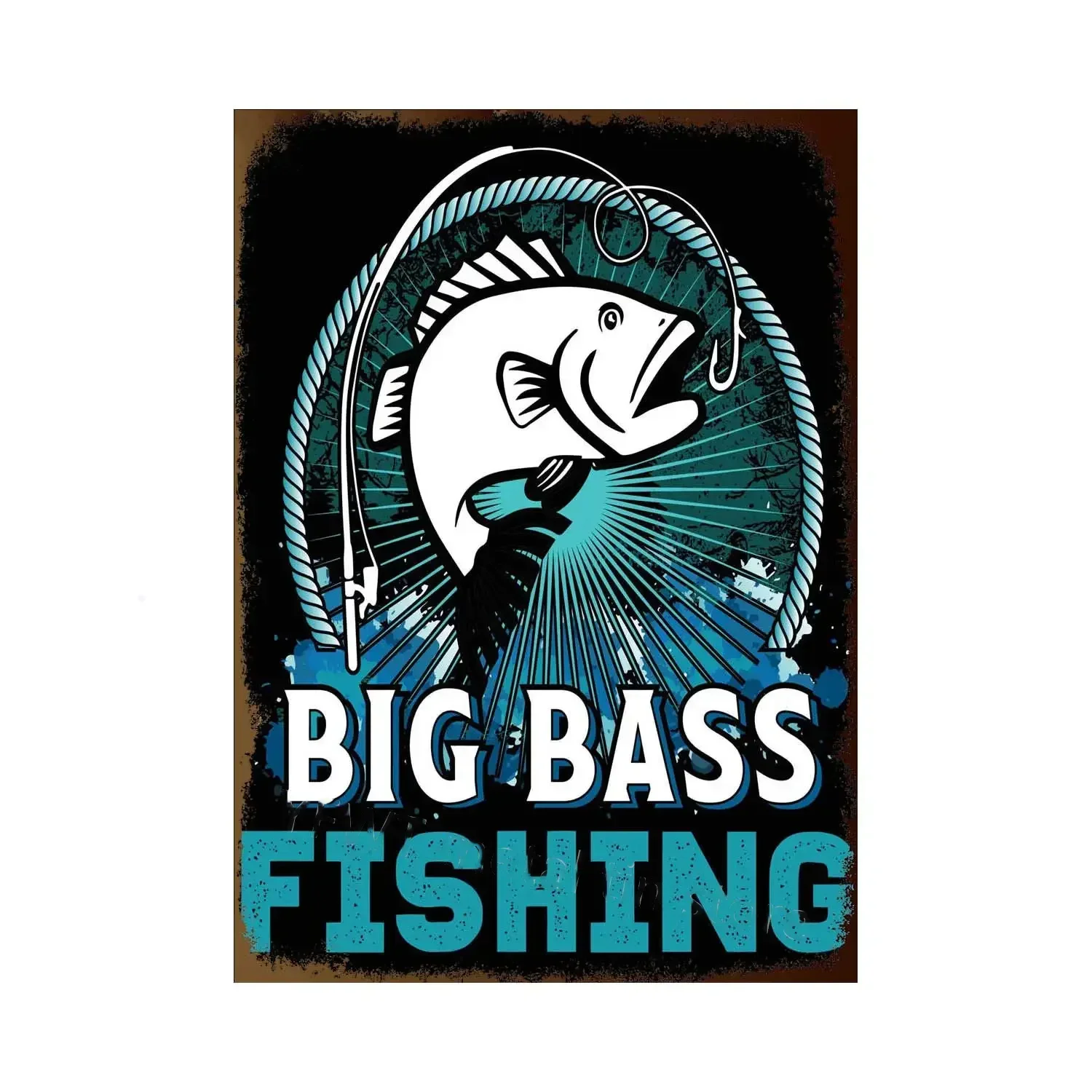 Retro Fishing Metal Logo Wall Poster Farm Art Decoration