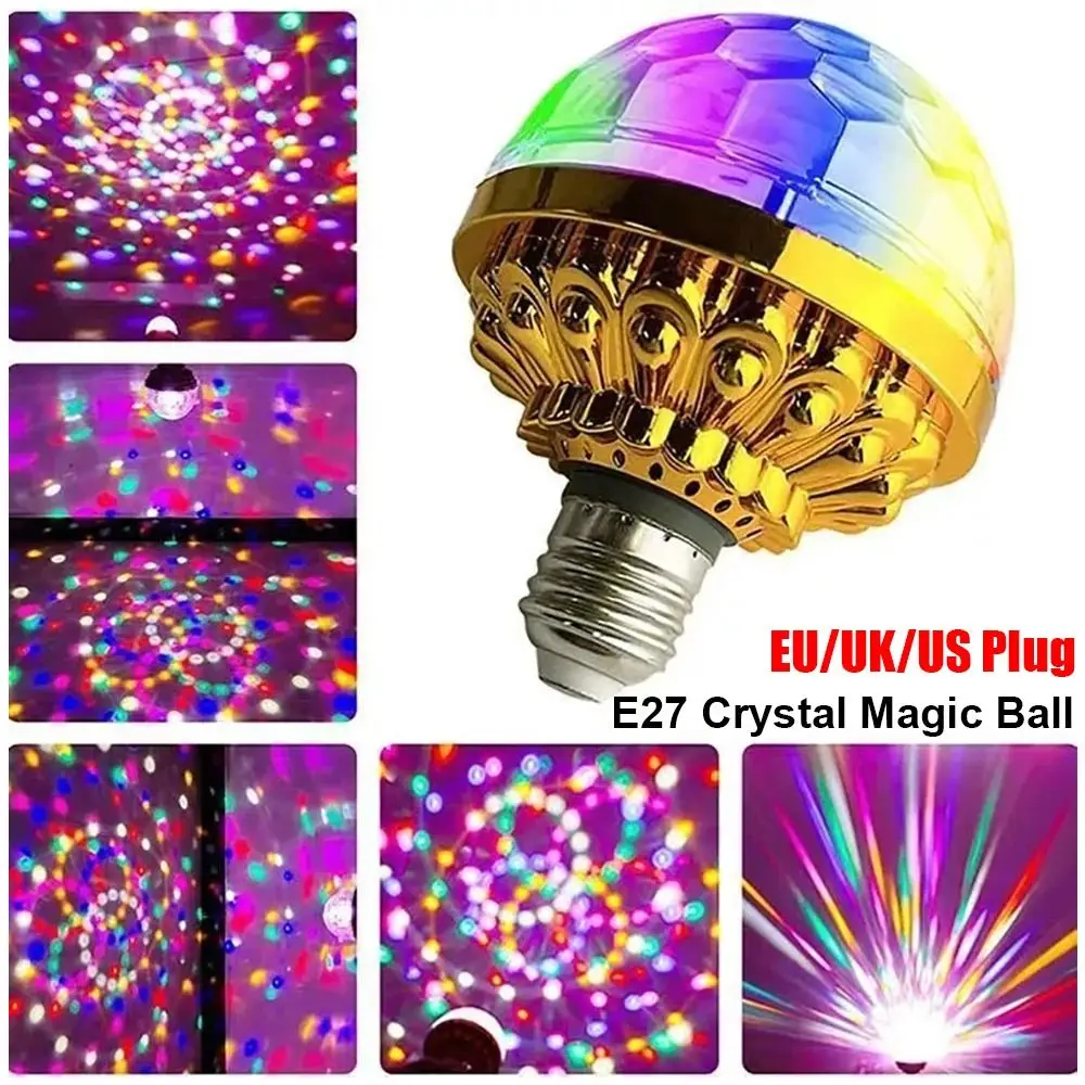 1Pcs E27 Rotating Magical Ball Light Mini with Sockets RGB Projection Lamp Colorful Crystal DJ Disco Ball Light