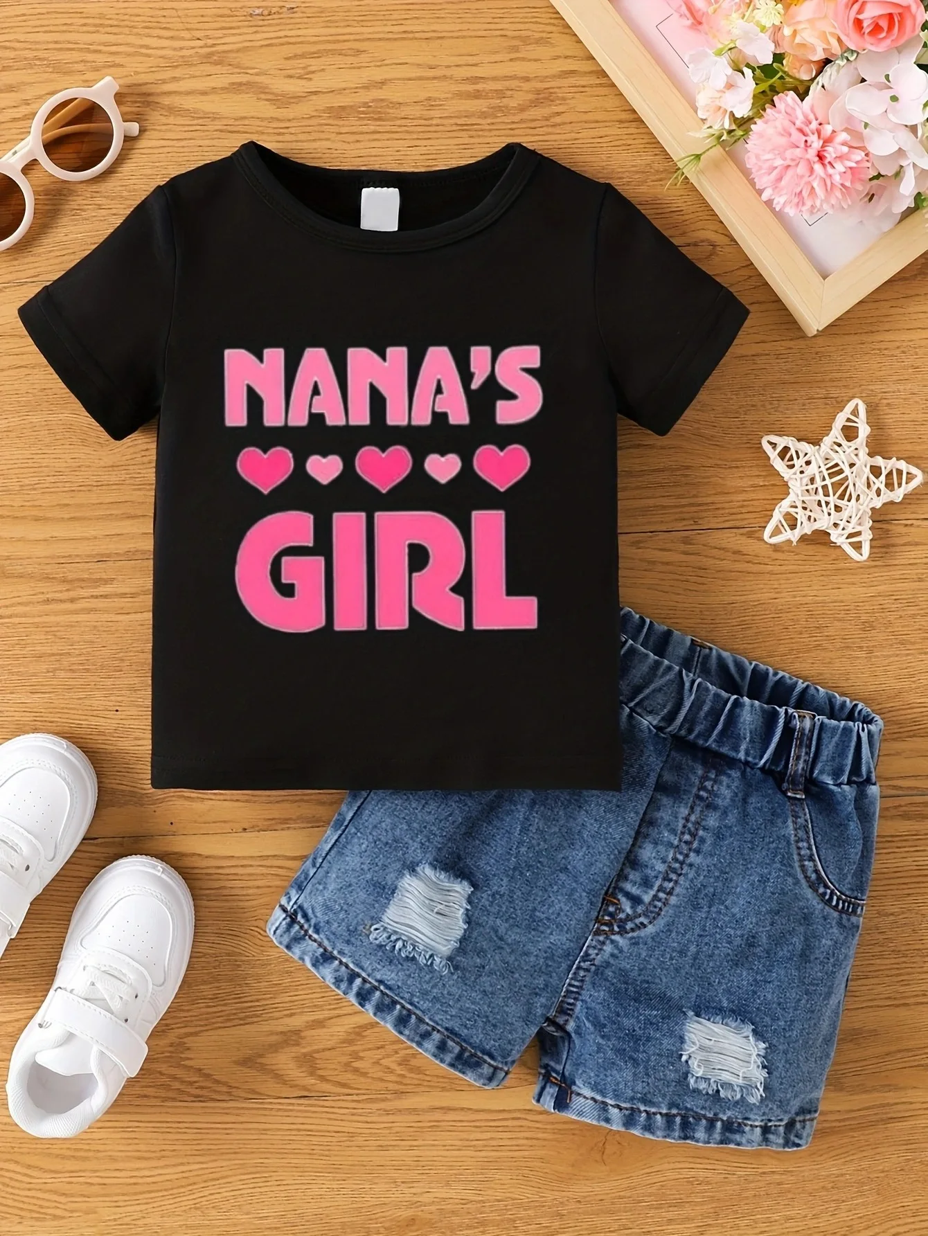 Aby niños y niñas verano caliente pintado cuello redondo de manga corta Top niñas ropa