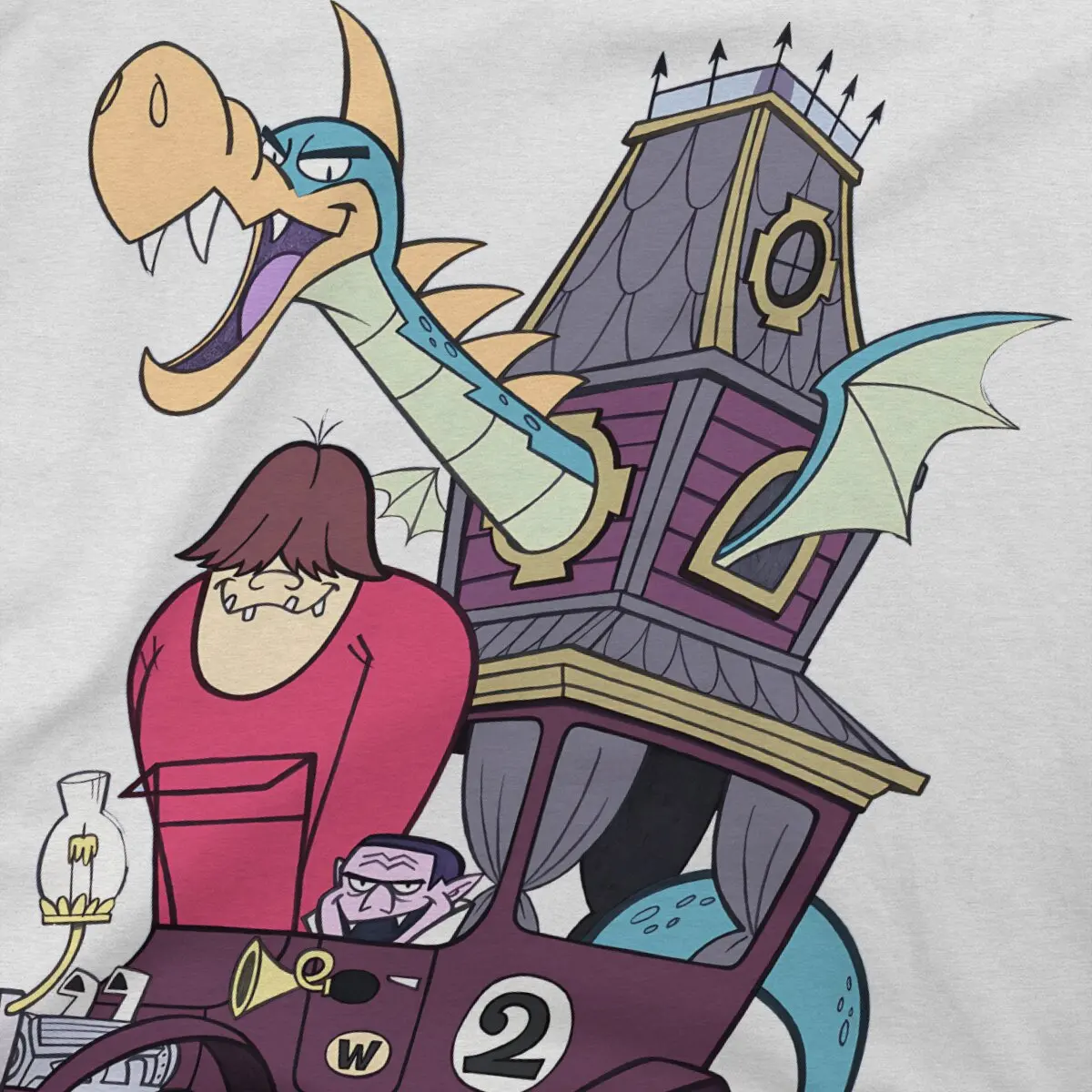 Wacky Races Retro Cartoon Dragon Car Tshirt Graphic Men Tops Vintage Punk Summer Short Sleeve Fibre Harajuku Polyester T Shirt view 4