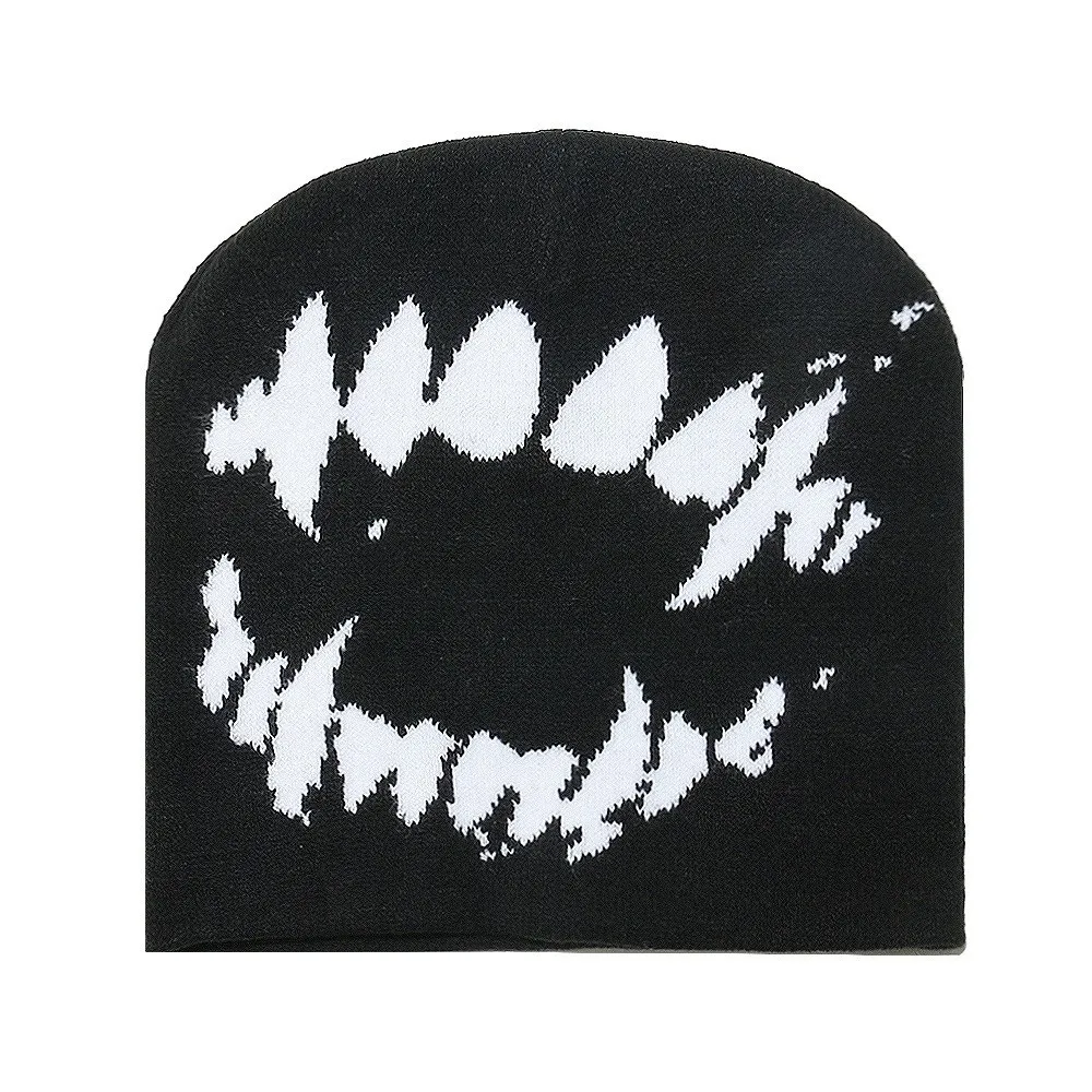 

Versatile Elastic Y2K Knitted Hat Streetwear Halloween Black White Pullover Cap Soft Hip-hop Brimless Beanie Cap Warmer