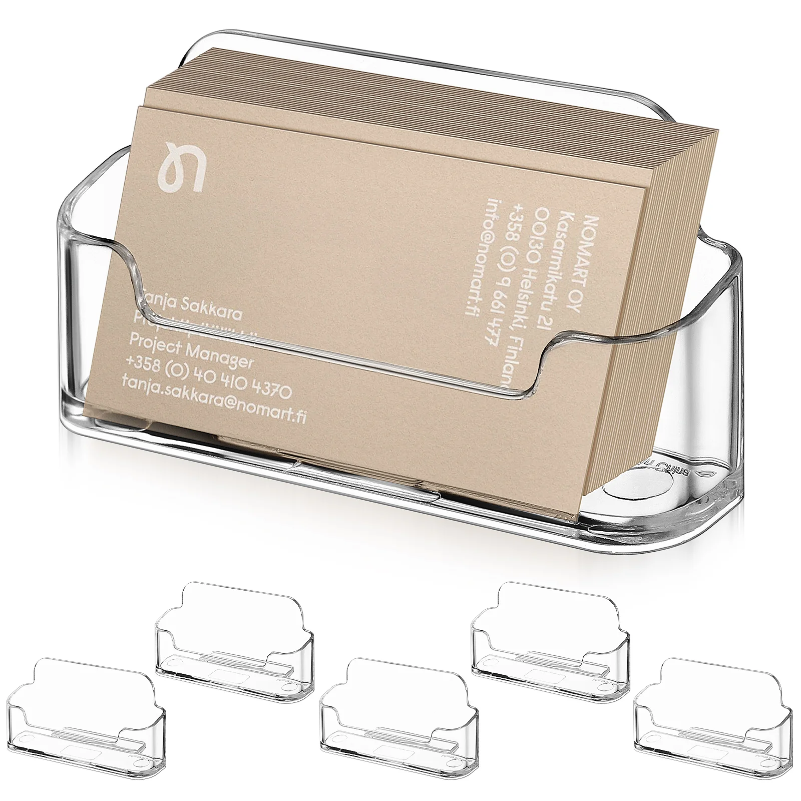 

6 Pcs Wooden Business Card Holder Staff Monitor Stand for Desk Display Acrylic Cards