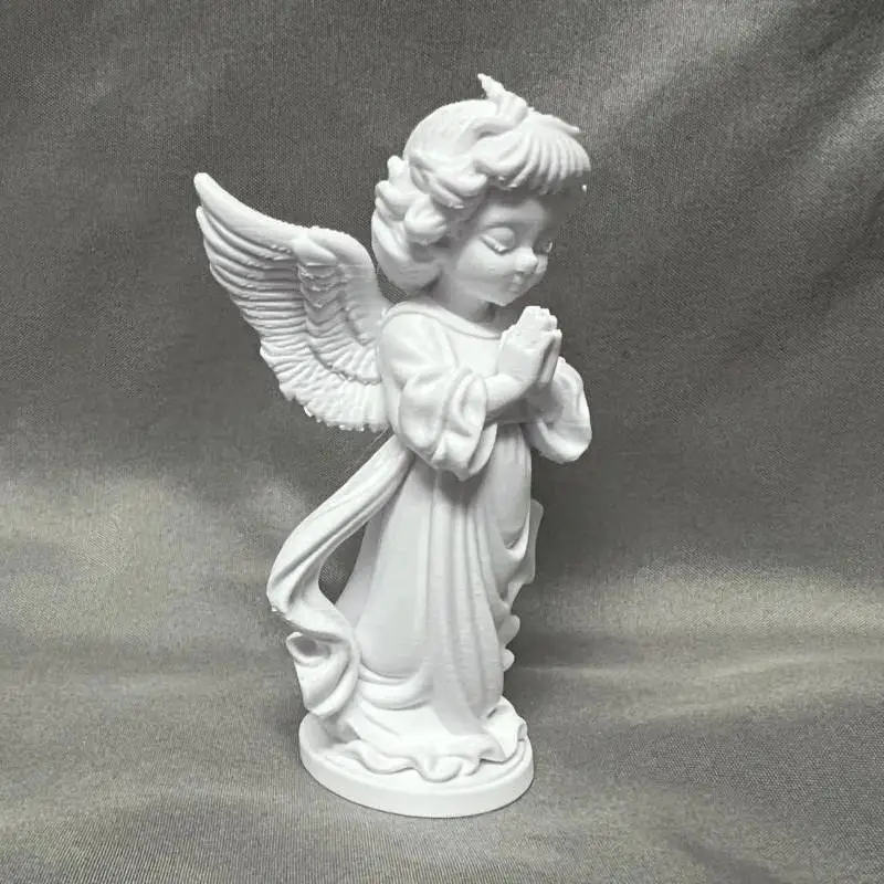 3D Printed Guardian Angel Statue Retro Angel Wings Figurine Non-toxic Resin Sculpture for Home Office Decor Gift