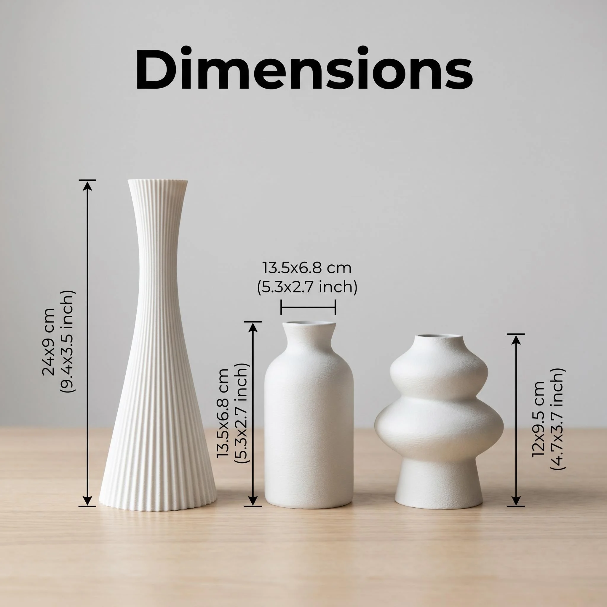 3-Piece Matte Mixed 3D Printed Vase Set, Irregular Textured Decorative Vases, Perfect for Nordic Home Decor, Entryway Table or O