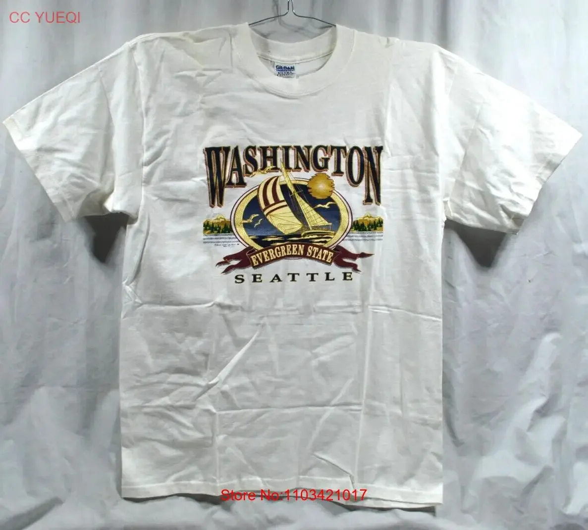 Футболка Washington Seattle «EVERGREEN STATE» мужская L винтажная стираная модная мужская футболка, эластичная стильная уличная одежда унисекс