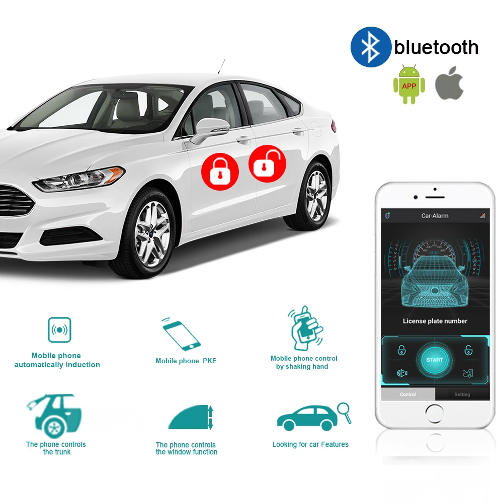 Auto-sensing central locking(Use APP) approaches the car to unlock, leaves the lock and outputs