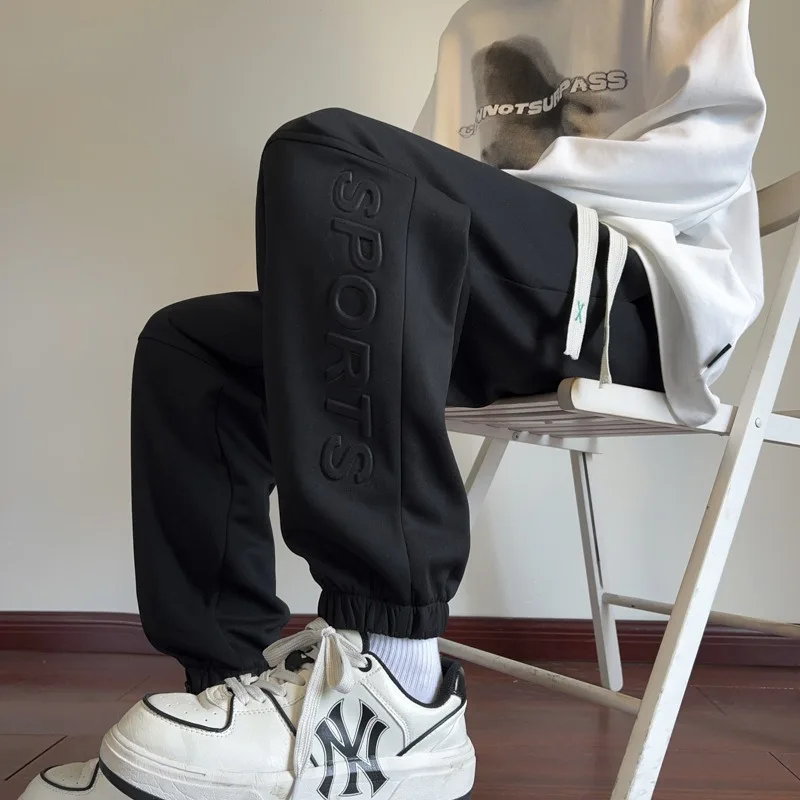 

Драпированные спортивные штаны длиной до щиколотки, свободные осенние американские модные брендовые спортивные повседневные брюки