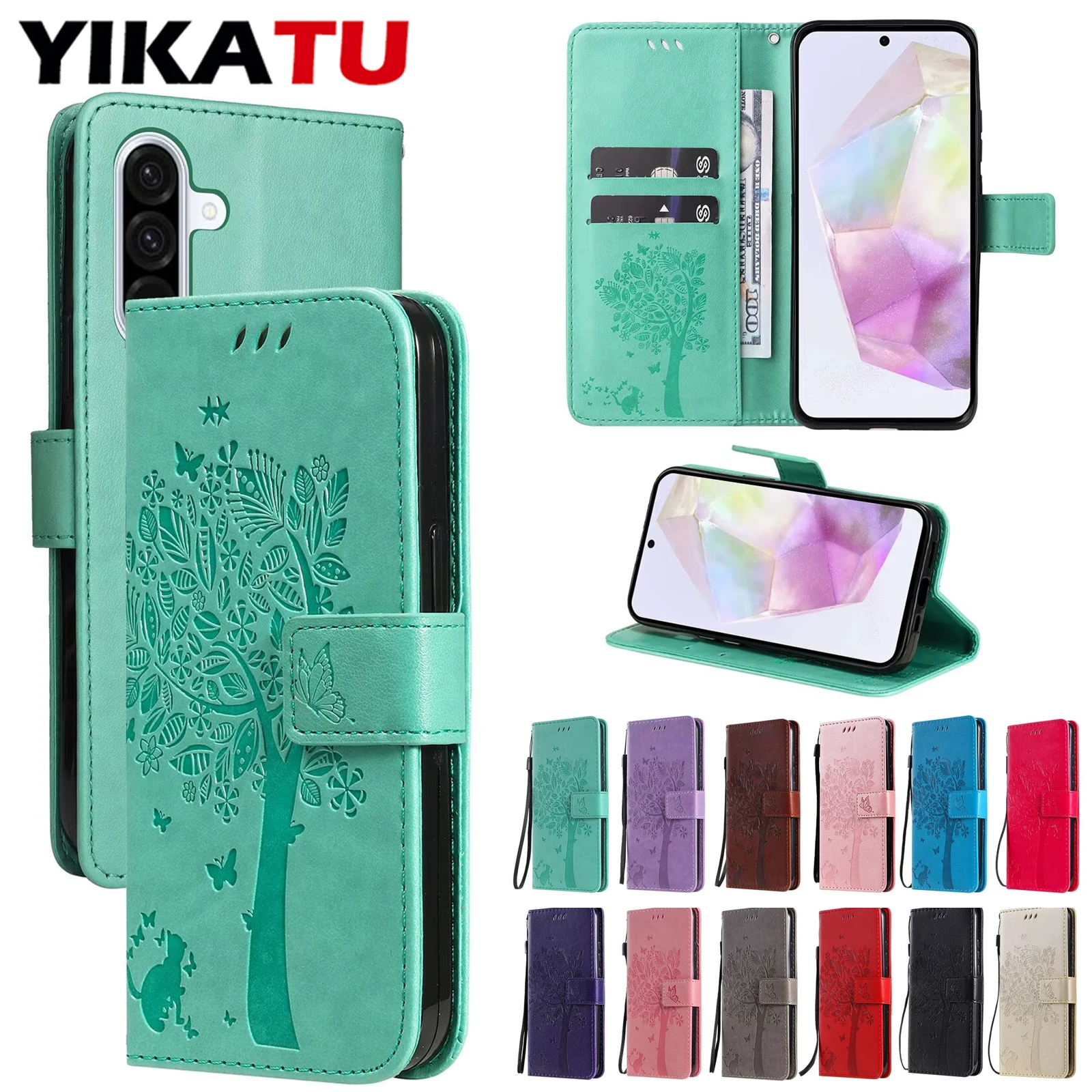 

12 Colors Wallet Leather Case For Samsung Galaxy M22 M15 M10 F62 F22 A03 Core A02S M80S M62 M60S M55 M54 M35 M32 M23 F23 F15 5G