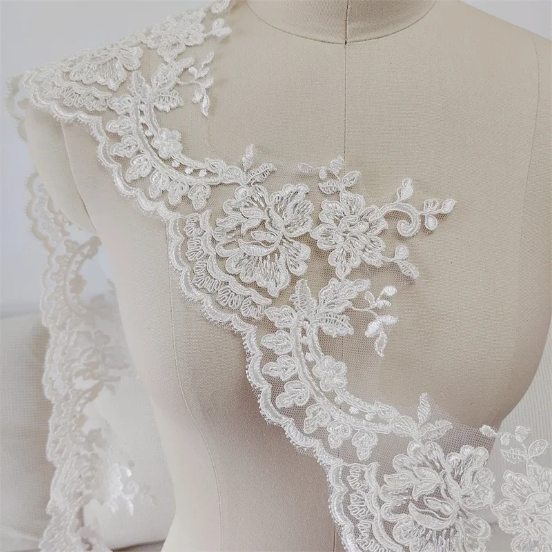 3 ياردة/مجموعة عالية الجودة الأبيض رايون زهرة الحدود الدانتيل تقليم الحجاب الزفاف الستار الملابس الدانتيل مفرش المائدة DIY بها بنفسك اكسسوارات