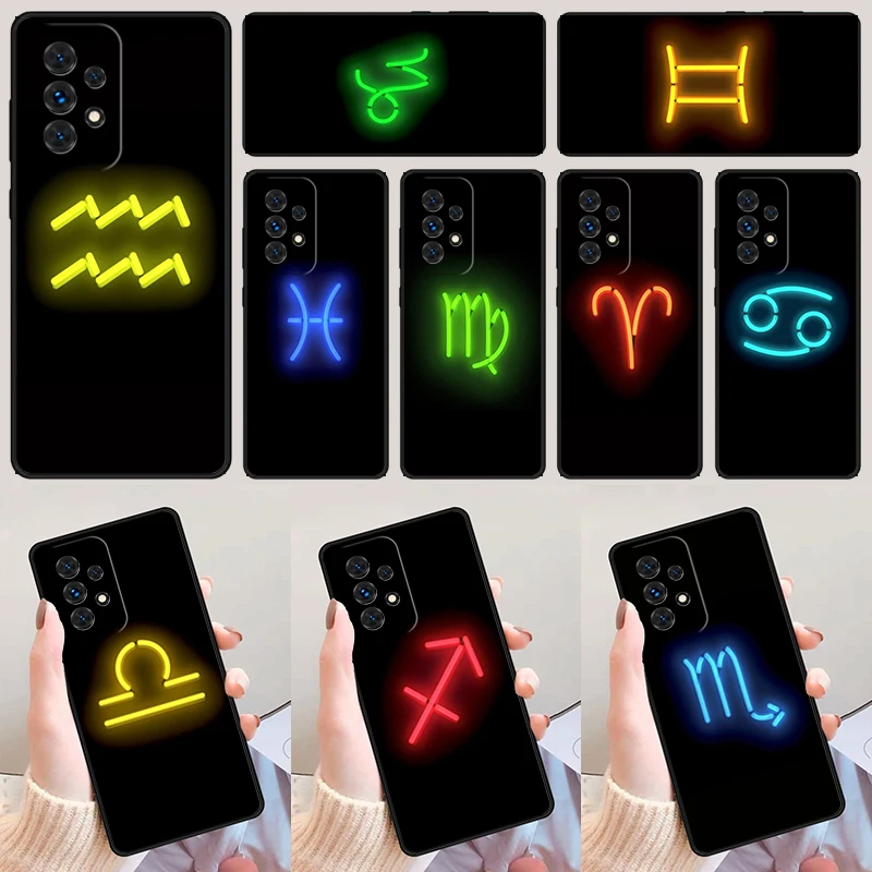 Neon Zodiac Signs phone case For Samsung Galaxy A42 A31 A40 A51 A71 A32 A80 A91 A52 A72 A73 A20e A21S A50 A70 A11 A12 Cover