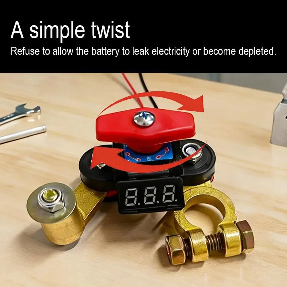 Auto-Batterie-Trennschalter, bidirektional, drehbar, mit Digitalanzeige, 12-24V, universelles Autoteil – Detail 7
