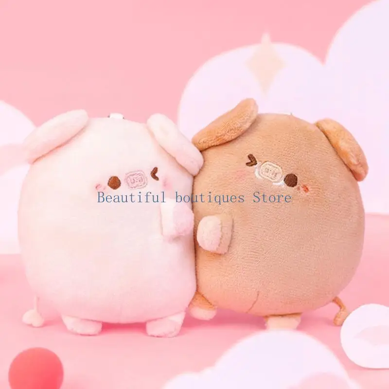 U4LF 1 Pair Pig Couple Keychain Plush-Sweet Pendant Keyring Promise Gift Valentines Day Alloy Keyring Lovely Gift