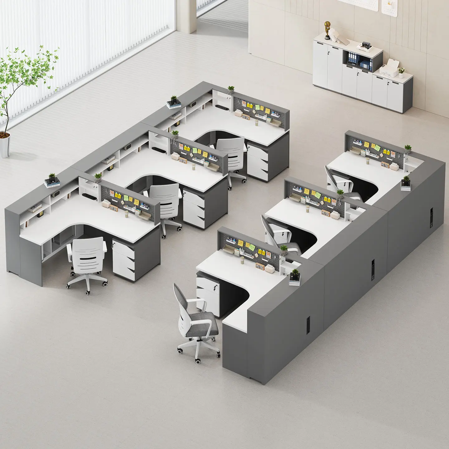 E0 Level Staff Desk Simple Modern 4 Person 6 Seat Office Staff Desk and Chair Combination Set
